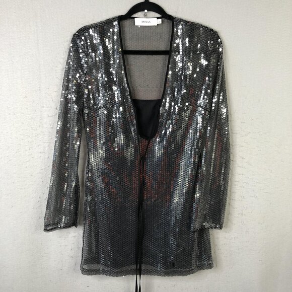 Misha Dress Womens Small Sequin Long Sleeve Lexter OND23DR060 Party Shine - Picture 1 of 16